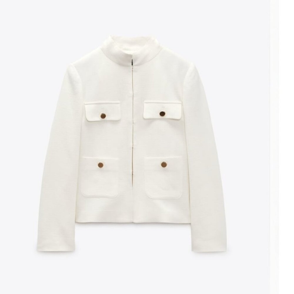 Textured pocket blazer